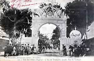 Legionnaire Prints: Arc de Triomphe facade, Sidi Bel Abbes, Algeria, 14 July 1906. Artist: Boumendil