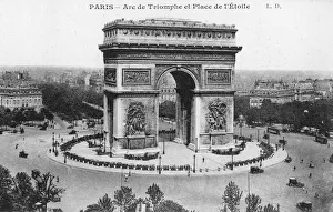Traffic Prints: Arc de Triomphe and Place de l Etoile, Paris, France, early 20th century