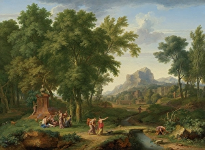 Arcadian Prints: Arcadian Landscape with a Bust of Flora, c1702-1749. Creator: Jan van Huysum
