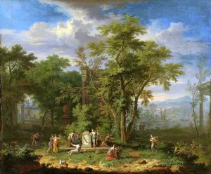 Huysum Jan Van Prints: Arcadian Landscape with a Ceremonial Sacrifice, c.1700-c.1749. Creator: Jan van Huysum