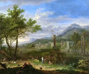 Huysum Jan Van Prints: Arcadian Landscape with Fishermen, c.1700-c.1749. Creator: Jan van Huysum