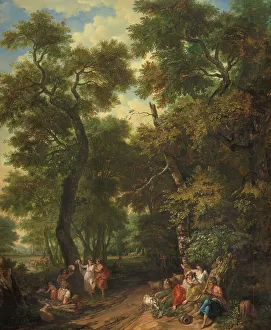 Arcadian Prints: Arcadian landscape with musicians and dancing shepherds, 1771. Creator: Juriaan Andriessen