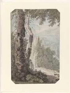 Arcadian Prints: Arcadian landscape with a resting man by the water