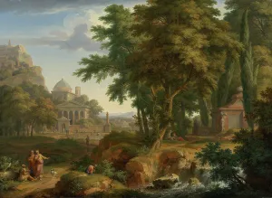 John The Theologian Prints: Arcadian Landscape with Saints Peter and John Healing the Lame Man