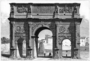 Arch Of Constantine Collection: The Arch of Constantine, Rome, Italy, 19th century. Artist: E Therond
