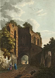 Aquatinthand Coloured Aquatint On Paper Gallery: The Arch of Dolabella, plate thirty-five from the Ruins from the Rome