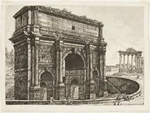 Severus Septimus Prints: The Arch of Septimus Severus, 1820. Creator: Luigi Rossini