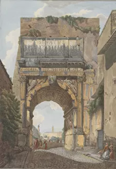 Cobblestone Gallery: Arch of Titus, ca. 1780. Creators: Giovanni Volpato, Louis Ducros