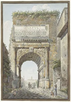 Senatus Populusque Romanum Prints: Arch of Titus, Forum Romanum, Rome, 1786-1817. Creator: Daniel Dupré