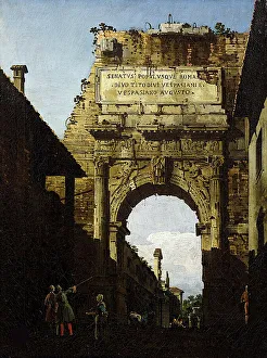 Bellotto Prints: The Arch of Titus in Rome, ca 1742. Creator: Bellotto, Bernardo (1720-1780)