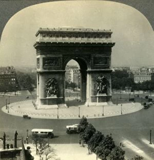 The Arch of Triumph and the Place de l'Etoile, Paris, France, c1930s. Creator: Unknown