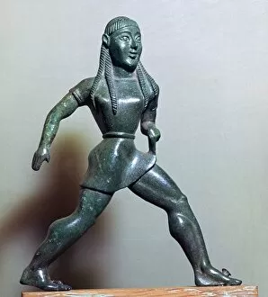 Spartan Gallery: Archaic Greek bronze statuette of a Spartan female athlete