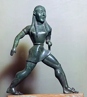 6th Century Bc Prints: Archaic Greek bronze statuette of a Spartan female athlete