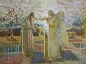 Images Dated 19th June 2013: Archangel Gabriel strike Zacharias dumb, End 1840s. Artist: Ivanov