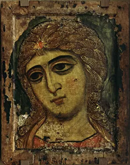 Novgorod School Gallery: The Archangel Gabriel (The Angel with Golden Hair), ca 1200. Artist: Russian icon