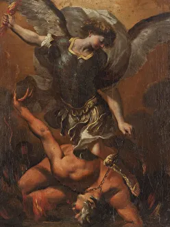 Chain Prints: The Archangel Michael Defeating Satan, 17th century. Creator: Unknown