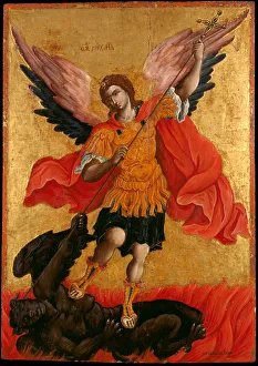 Athens Prints: The Archangel Michael, Second Half of the 17th cen Artist: Poulakis, Theodore (1622-1692)