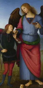 Tobias Prints: The Archangel Raphael with Tobias (Panel from an Altarpiece)