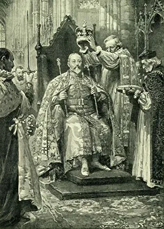 Cassell And Co Prints: The Archbishop of Canterbury Crowning The King, 1902, (c1900). Creator: Unknown