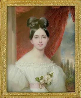 Gouache On Horn Prints: Archduchess Maria Theresa of Austria (1816-1867)