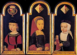 Archduke Charles, the later Holy Roman Emperor Charles V. with his sisters Eleanor and Isabella at the age of 2 years, 1502. Artist: Master of St. Georgsgilde (active ca 1500)
