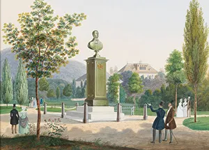 Landscapegenre Prints: The Archduke Rudolf, Cardinal Archbishop of Olmütz monument in Ischl