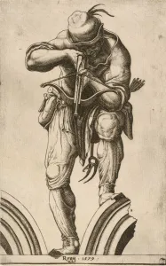 Crossbow Prints: An Archer Shooting a Crossbow, 1579. Creator: Cherubino Alberti