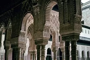 Court Of The Lions Gallery: Arches in the Court of the Lions at Alhambra, 14th century
