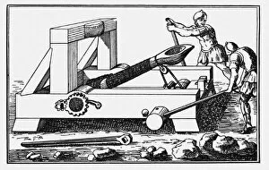 Natural Philosophy Gallery: Archimedes Siege Catapult. From The Histories by Polybius, 1727. Artist: Anonymous
