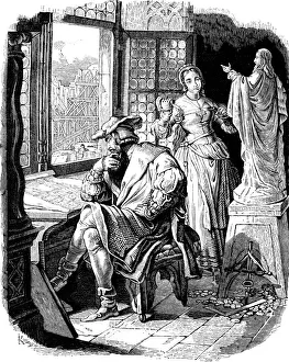 Architect Erwin von Steinbach with his daughter Sabina (Illustration from the Geschichte des deutschen Volkes by E. Duller), 1840. Artist: Kirchhoff, Johann Jakob (1796-1848)