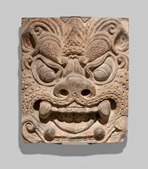 Monster Prints: Architectural Brick with Ogre Mask, Tang dynasty (A. D. 618-907), prob