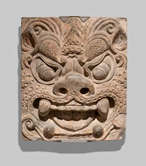 Architectural Brick with Ogre Mask, Tang dynasty (A.D. 618-907), prob