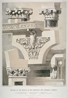 Cornice Prints: Architectural details, Fleet Street, City of London, 1861. Artist: Robert Dudley