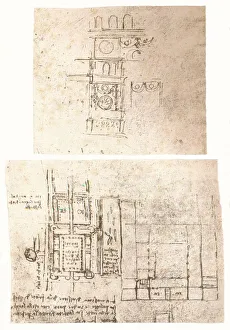 Jean Paul Prints: Two architectural drawings, c1472-c1519 (1883). Artist: Leonardo da Vinci