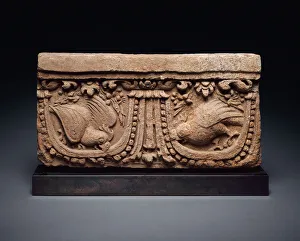 Parrot Collection: Architectural Panel with Parrots, 9th / 10th century. Creator: Unknown