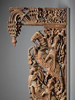 Architectural Elements Prints: Architectural Section with Heroic Figures (image 3 of 4), 19th century. Creator: Unknown