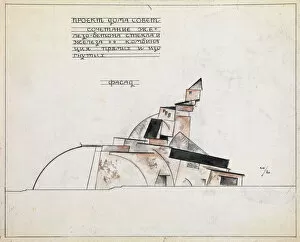 Constructivism Gallery: Architectural Study, 1920. Artist: Shevchenko, Alexander Vasilyevich (1883-1948)