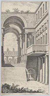 Fran And Xe7 Prints: Architectural View with an Arch, 1740. Creator: Francois Vivares