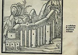 Marco Prints: Of Architecture by Marco Vitruvius Pollio, treaty in 10 books, engraving from a water pipe