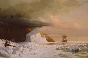 Bradford Gallery: An Arctic Summer: Boring Through the Pack in Melville Bay, 1871. Creator: William Bradford