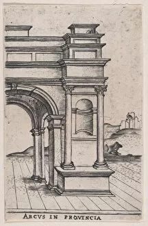 Arcus in Provincia (Views of Ancient Roman Temples and Arches), 1535-40. 1535-40. Creator: Anon