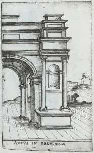 Stylized Prints: Arcus S. Georgii, from a Series of Prints depicting (reconstructed) Buildin