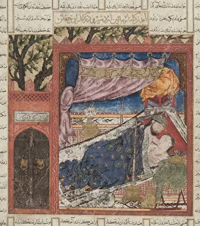 Book Of Kings Gallery: Ardashir in bed with the slave girl Gulnar. From the Shahnama (Book of Kings), 1335-1340