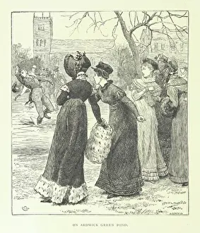 Dresses Prints: On Ardwick Green Pond, 1896. Creator: Hooper