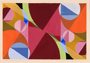 Opaque Watercolor Prints: Area Broken by Perpendiculars, ca. 1934. Creator: Joseph Schillinger