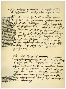 Bishop Of Worcester Gallery: Arguments against Purgatory in the hand of Hugh Latimer, Bishop of Worcester, c1538