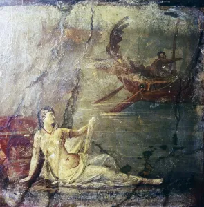 Theseus Prints: Ariadne Deserted by Theseus, Roman wall painting from Herculaneum, 1st century