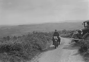 Ariel motorcycle competing in the MCC Torquay Rally, 1938. Artist: Bill Brunell