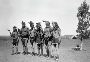 Rattle Prints: Arikara medicine ceremony-the Bears, c1908. Creator: Edward Sheriff Curtis
