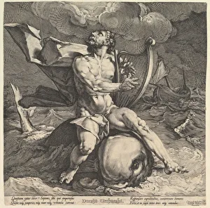 Arion on a Dolphin, ca. 1599. Creators: Cornelis Cornelisz van Haarlem, Jan Muller